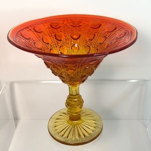 Amberina Glass Footed Compote Bowl